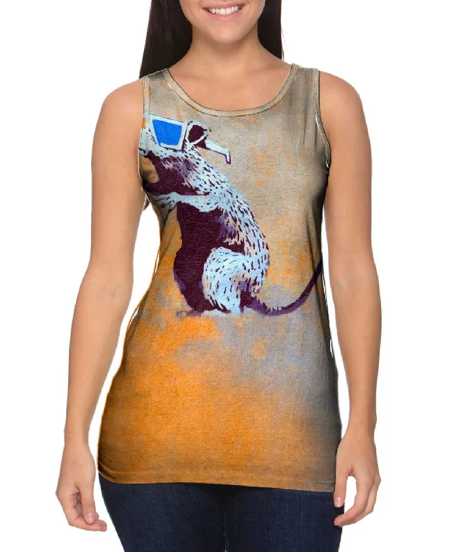 High - Neck Women's Silk Blend Tank Tops for a Luxurious FeelGraffiti Banksy 3D Rat