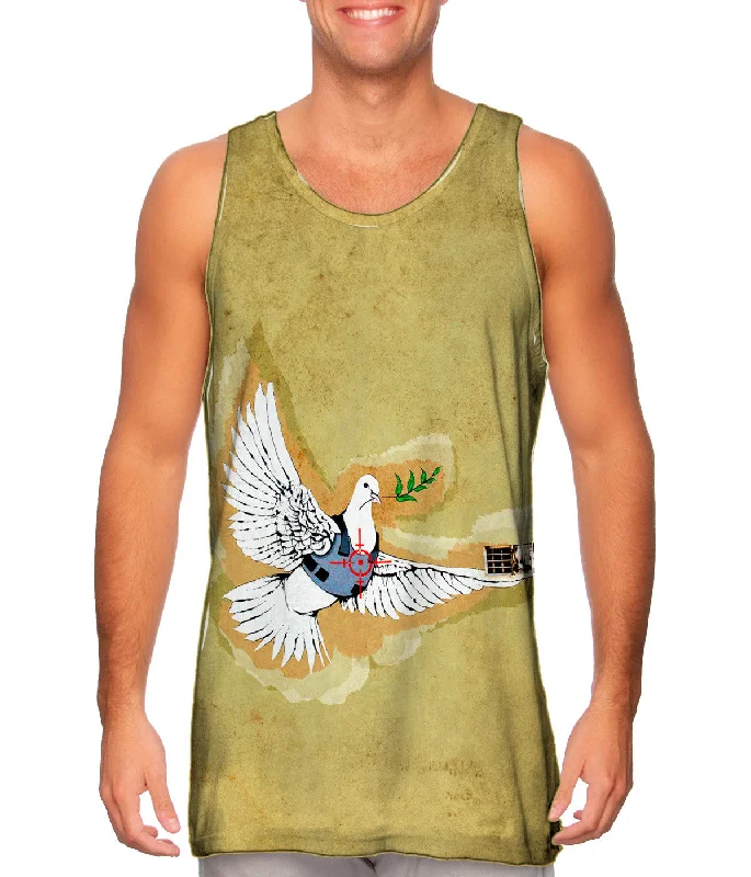 V - Neck Women's Moisture - Wicking Tank Tops for RunningGraffiti Banksy Dove