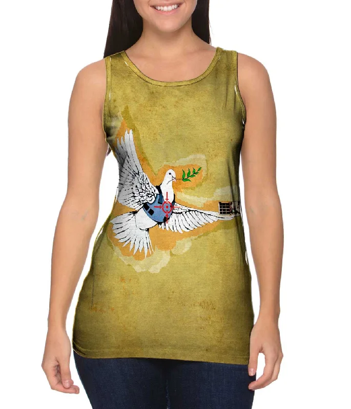 Women's Sleeveless Ribbed Tank Tops for a Trendy LookGraffiti Banksy Dove