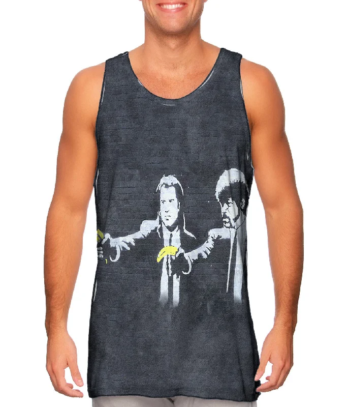 Women's Cropped Tank Tops with Vintage Band LogosGraffiti Banksy Pulp Fruiction