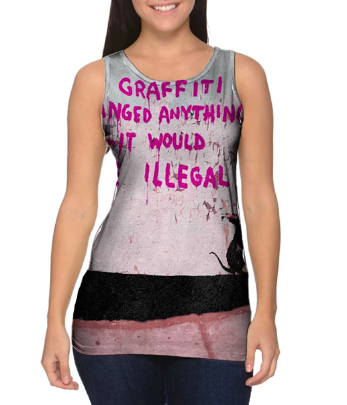 Plunge Neck Women's Seamless Tank Tops for a Smooth FitGraffiti Banksy Rat Illegal Graffiti Plunge Neck Women's Seamless Tank Tops for a Smooth FitGraffiti Banksy Rat Illegal Graffiti