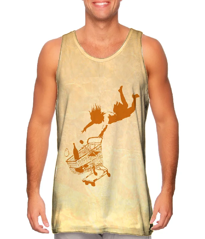 Women's Button - Down Tank Tops in Striped PatternsGraffiti Banksy Shoppping Cart Fall Women's Button - Down Tank Tops in Striped PatternsGraffiti Banksy Shoppping Cart Fall