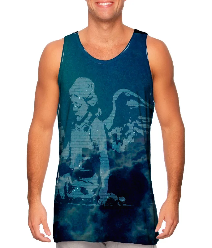Women's Longline Tank Tops with Abstract PrintsGraffiti Banksy Wall Angel