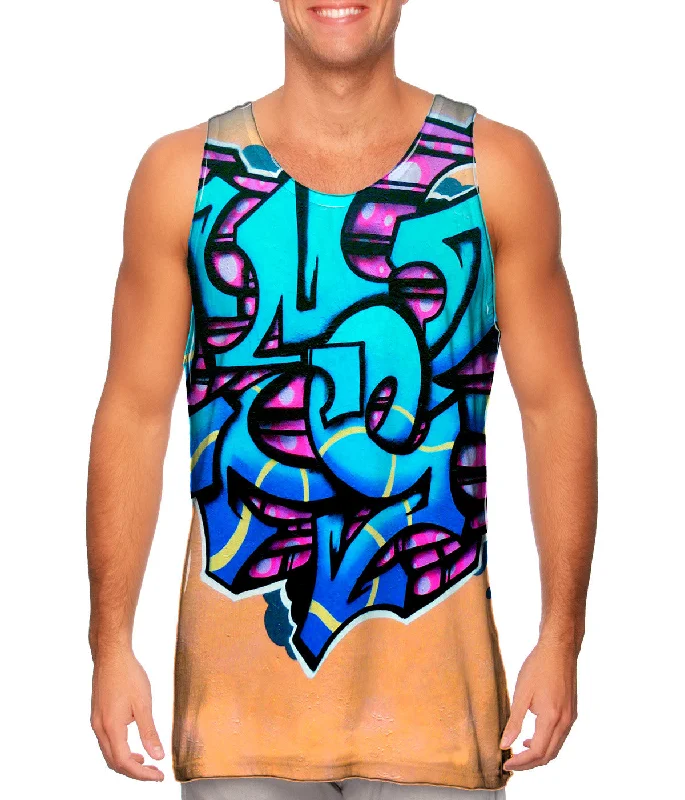 V - Neck Women's Moisture - Wicking Tank Tops for RunningGraffiti Blue Diamond