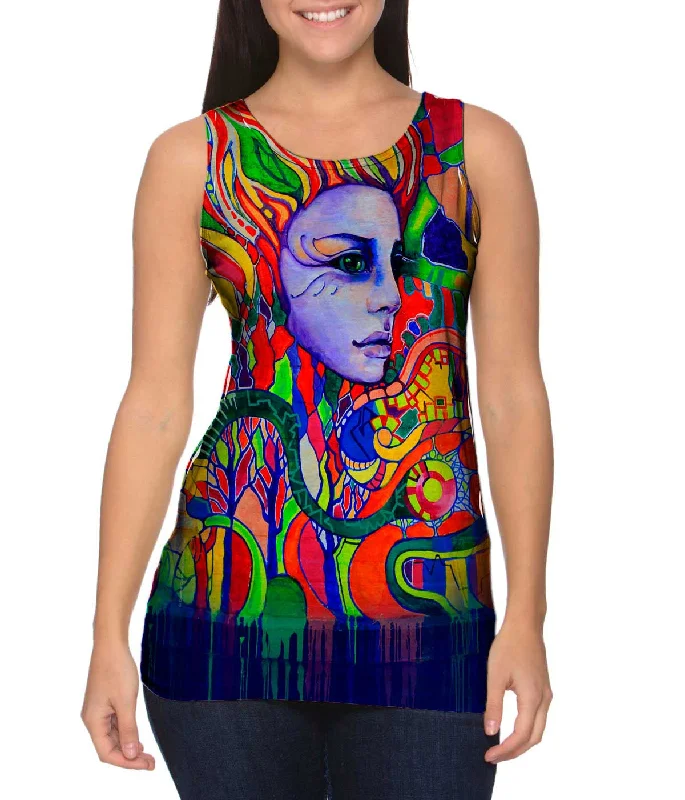 Square Neck Women's Organic Cotton Tank Tops in Earth TonesGraffiti Face The Future Neon Square Neck Women's Organic Cotton Tank Tops in Earth TonesGraffiti Face The Future Neon