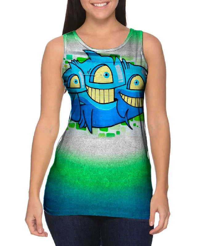 Halter Neck Women's Modal Blend Tank Tops for ComfortGraffiti Here Fishy Fishy