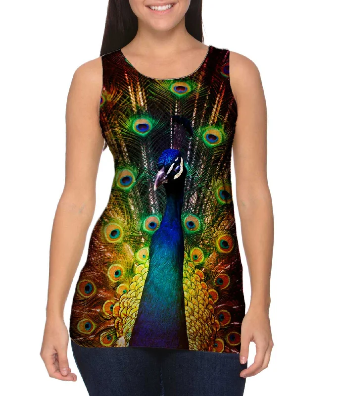 High - Neck Women's Silk Blend Tank Tops for a Luxurious FeelGrain Peacock