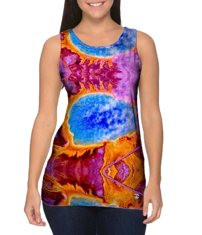 Women's Spaghetti Strap Tank Tops with Geometric PatternsGrand Prism Hot Spring Yellowstone Park Women's Spaghetti Strap Tank Tops with Geometric PatternsGrand Prism Hot Spring Yellowstone Park