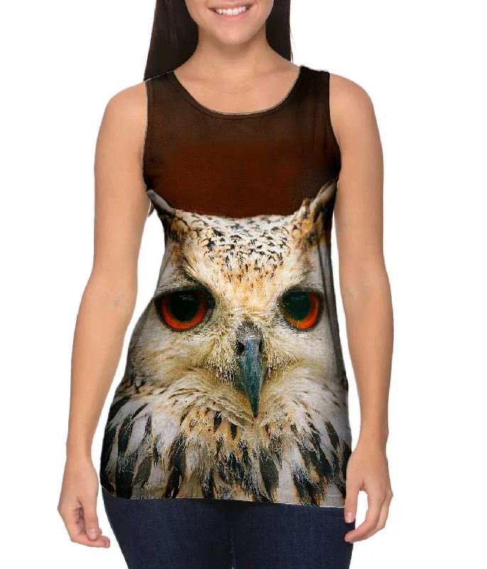 Halter Neck Women's Modal Blend Tank Tops for ComfortGrandiose White Eagle Owl