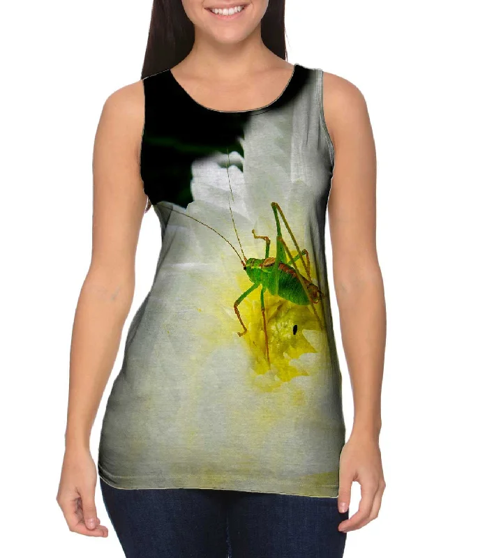 Plus Size Women's Puff - Sleeve Tank Tops in Pastel HuesGrasshopper Waiting