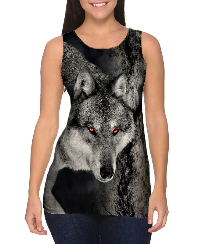 Plus Size Women's Ruffled Hem Tank Tops with Floral PrintsGray Wolf Half Skin