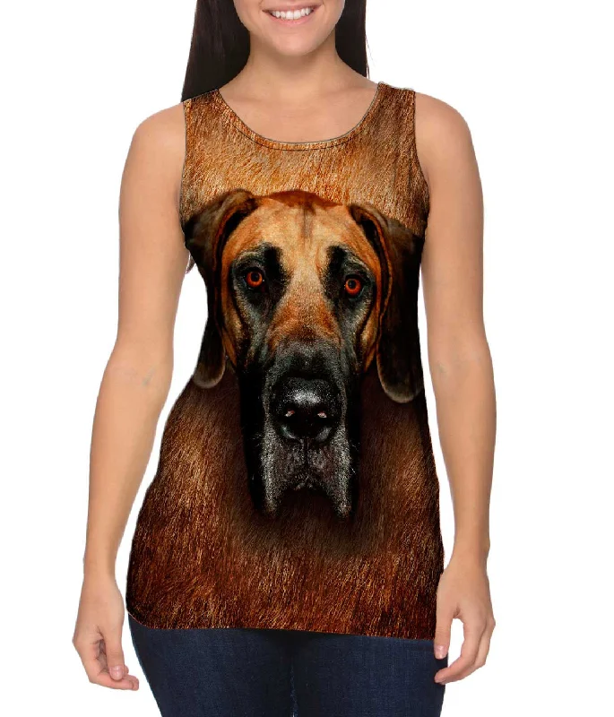 Plus Size Women's Puff - Sleeve Tank Tops in Pastel HuesGreat Dane Face