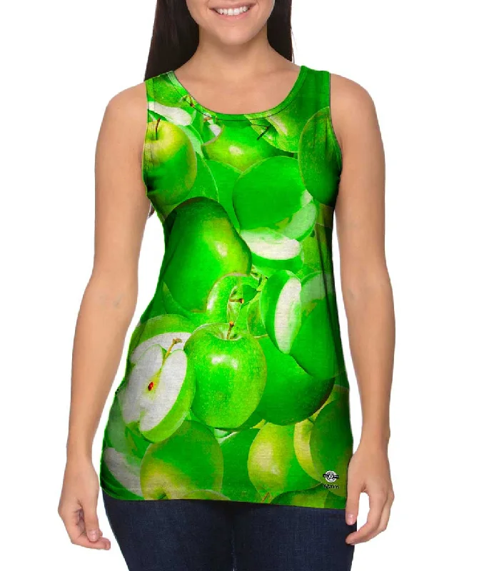 Scoop Neck Women's Linen Blend Tank Tops for SummerGreen Apple