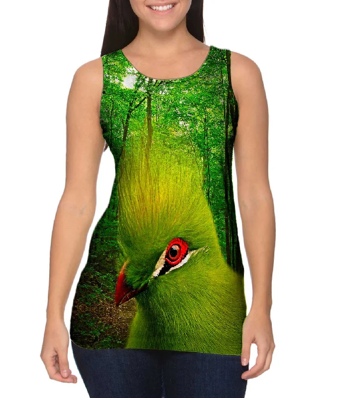 Women's Spaghetti Strap Tank Tops with Geometric PatternsGreen Bird Forest