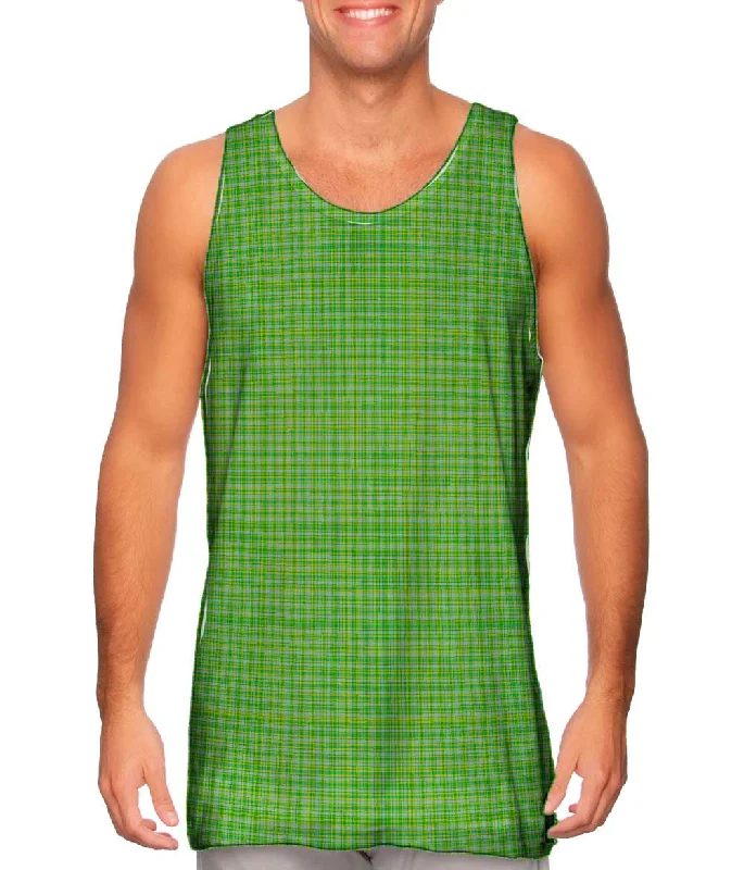 Plus Size Women's Puff - Sleeve Tank Tops in Pastel HuesGreen Flannel