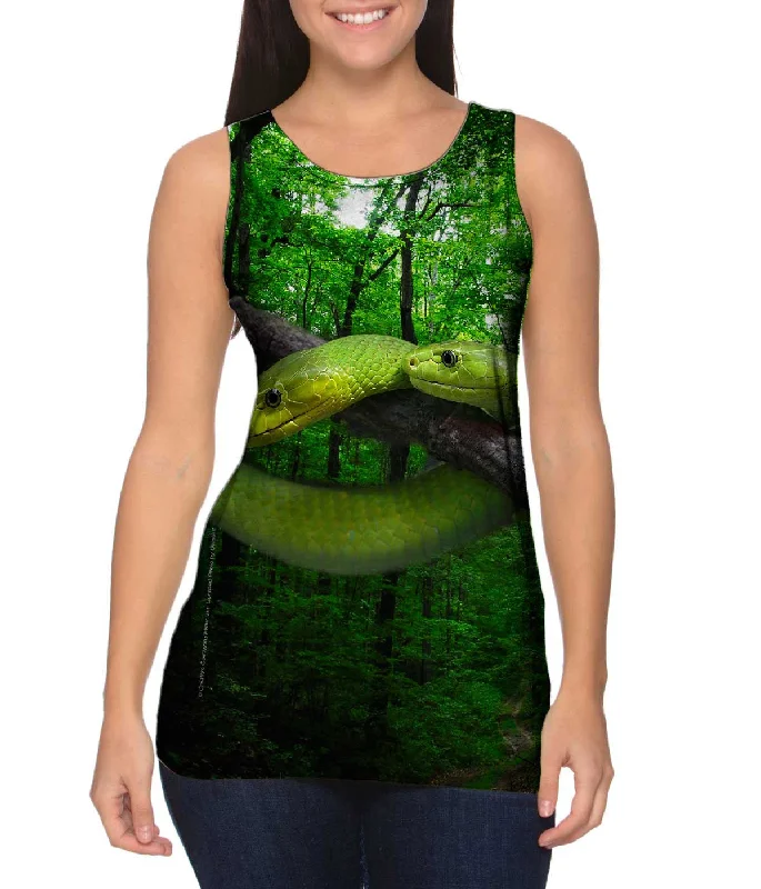 Women's Cropped Tank Tops with Vintage Band LogosGreen Snake Slither