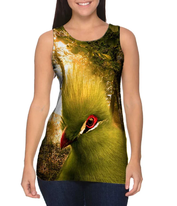 Women's Button - Down Tank Tops in Striped PatternsGreen Taraco Parrot