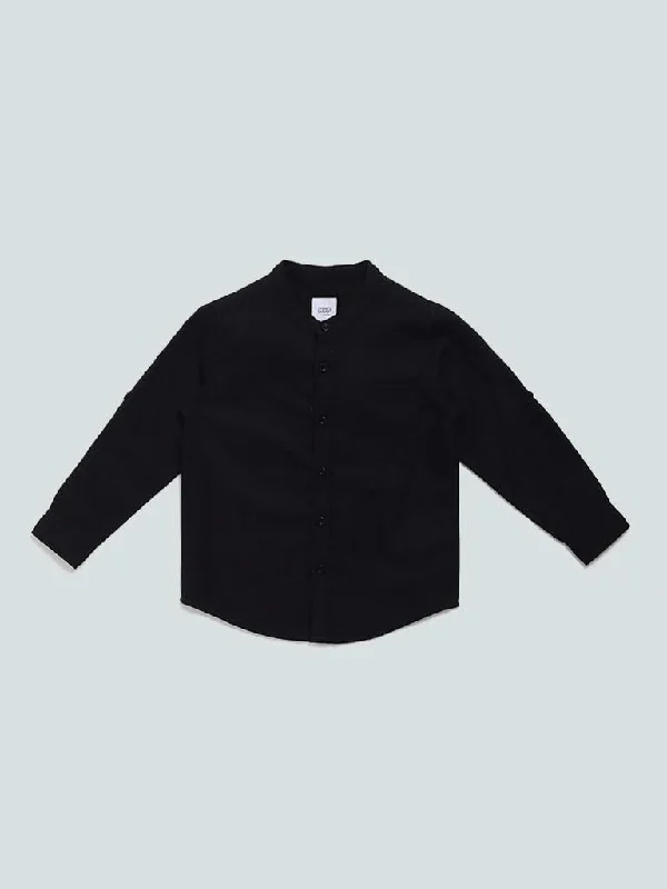 Solid Color Women Shorts in Bright Hues for a Bold StatementHOP Kids Plain Black Band Collar Shirt Solid Color Women Shorts in Bright Hues for a Bold StatementHOP Kids Plain Black Band Collar Shirt