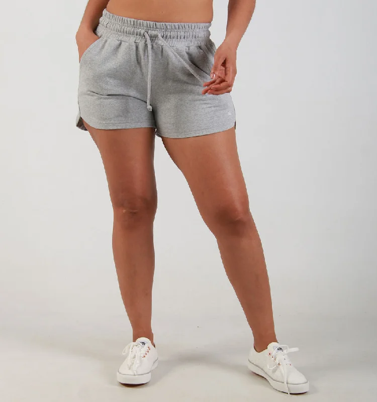 LADIES KNIT SHORTS – GREY MELANGE