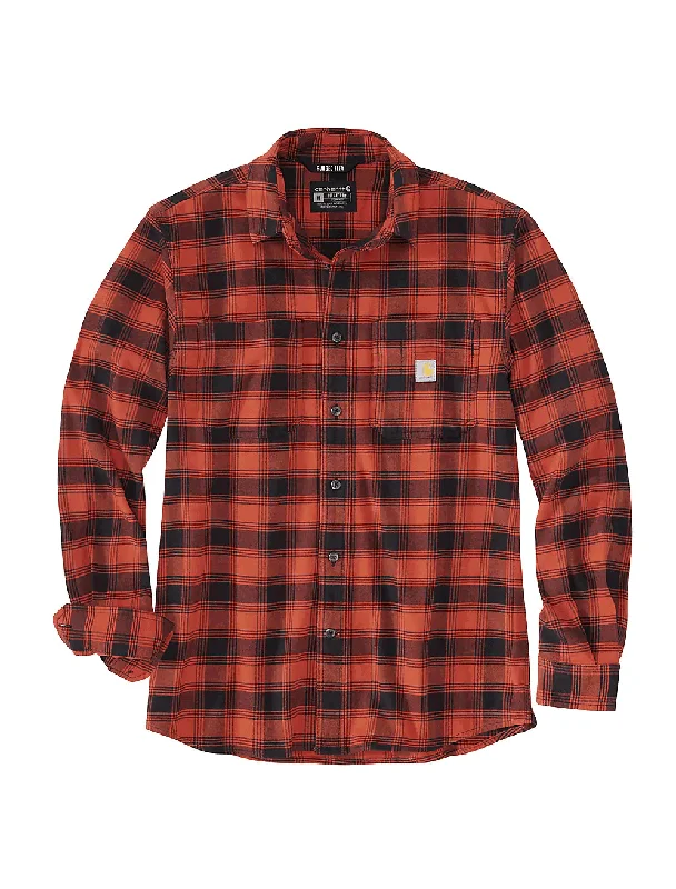 Women's machine - washable long sleeve jersey shirt105945 - Rugged flex® relaxed fit midweight flannel long-sleeve plaid shirt - Red Ochre/Black Women's machine - washable long sleeve jersey shirt105945 - Rugged flex® relaxed fit midweight flannel long-sleeve plaid shirt - Red Ochre/Black