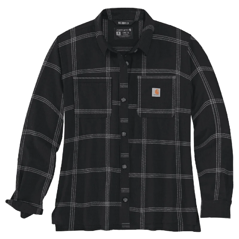 Women's floral print long sleeve chiffon shirtWomen's Rugged Flex Loose Fit Midweight Flannel Long-Sleeve Plaid Shirt - Black