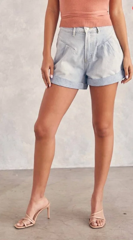Printed Floral Women Shorts for a Summer - Ready StyleRolled Denim Short In Blue