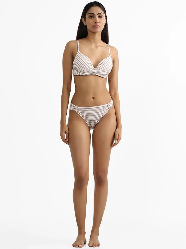 Stretchable Women Shorts for Maximum MobilityWunderlove Light Brown Striped Brief